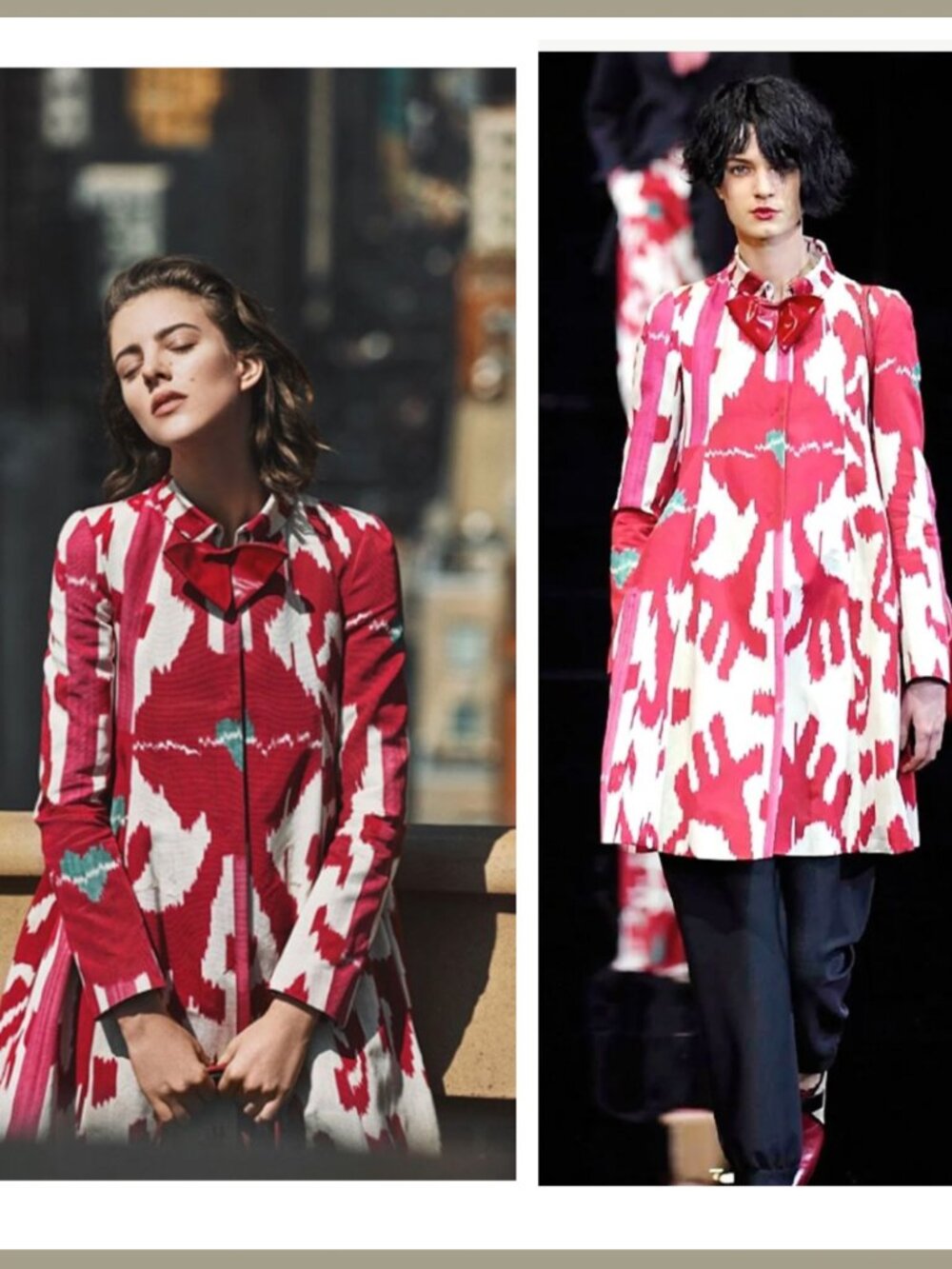 NWT Emporio Armani 2015 Runway Red Ikat Swing jacket Coat Giorgio size 40